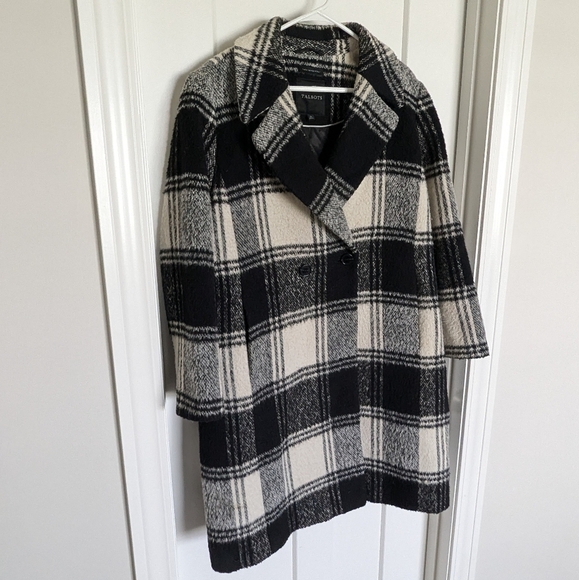 Talbots Brushed Wool Long Coat - Off White and Black - sz XL - Picture 2 of 7